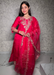 Hot Pink Embroidered Festive Suit Set with Net Dupatta | Anziva Fashion