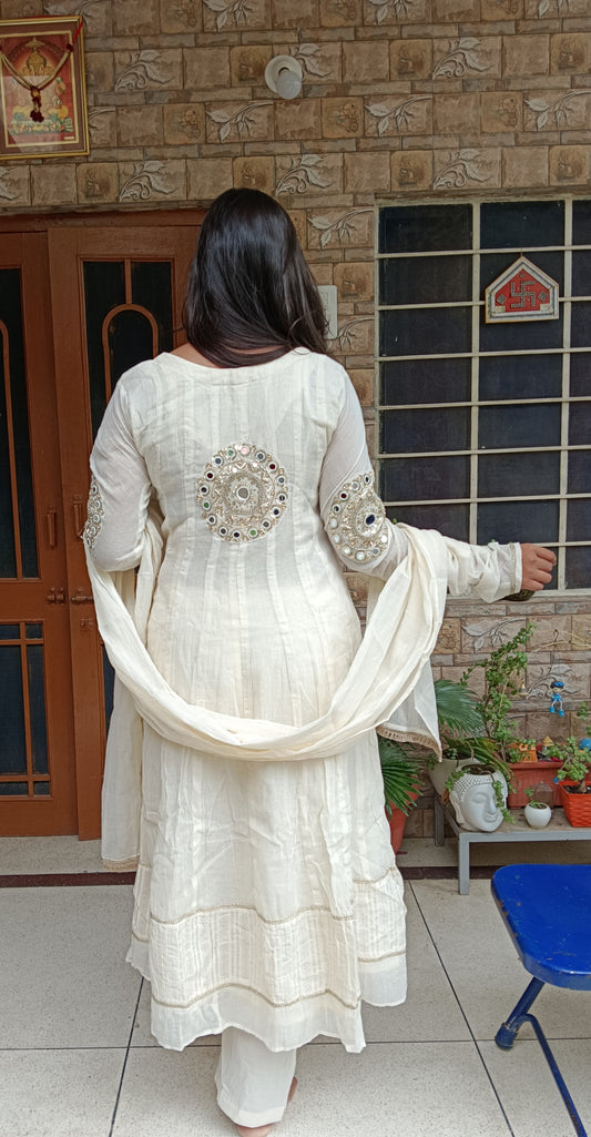Classic Ivory White Anarkali Kurta Set