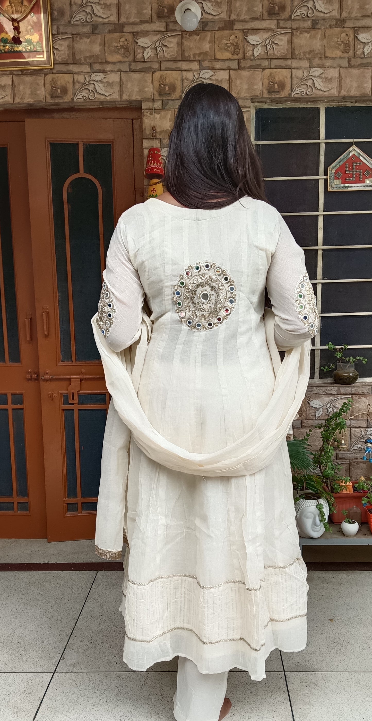 Classic Ivory White Anarkali Kurta Set