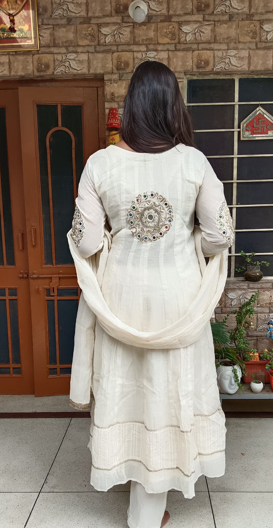 Classic Ivory White Anarkali Kurta Set