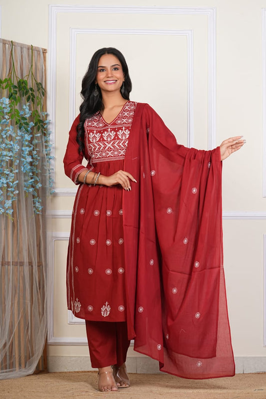 Embroidery Side Cut  Suit
