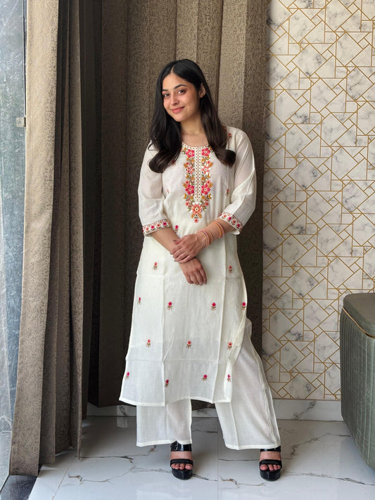 Crush Cotton Embroidery Suit Set