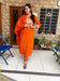 Bold Orange Kurta Set with Embroidered Yoke