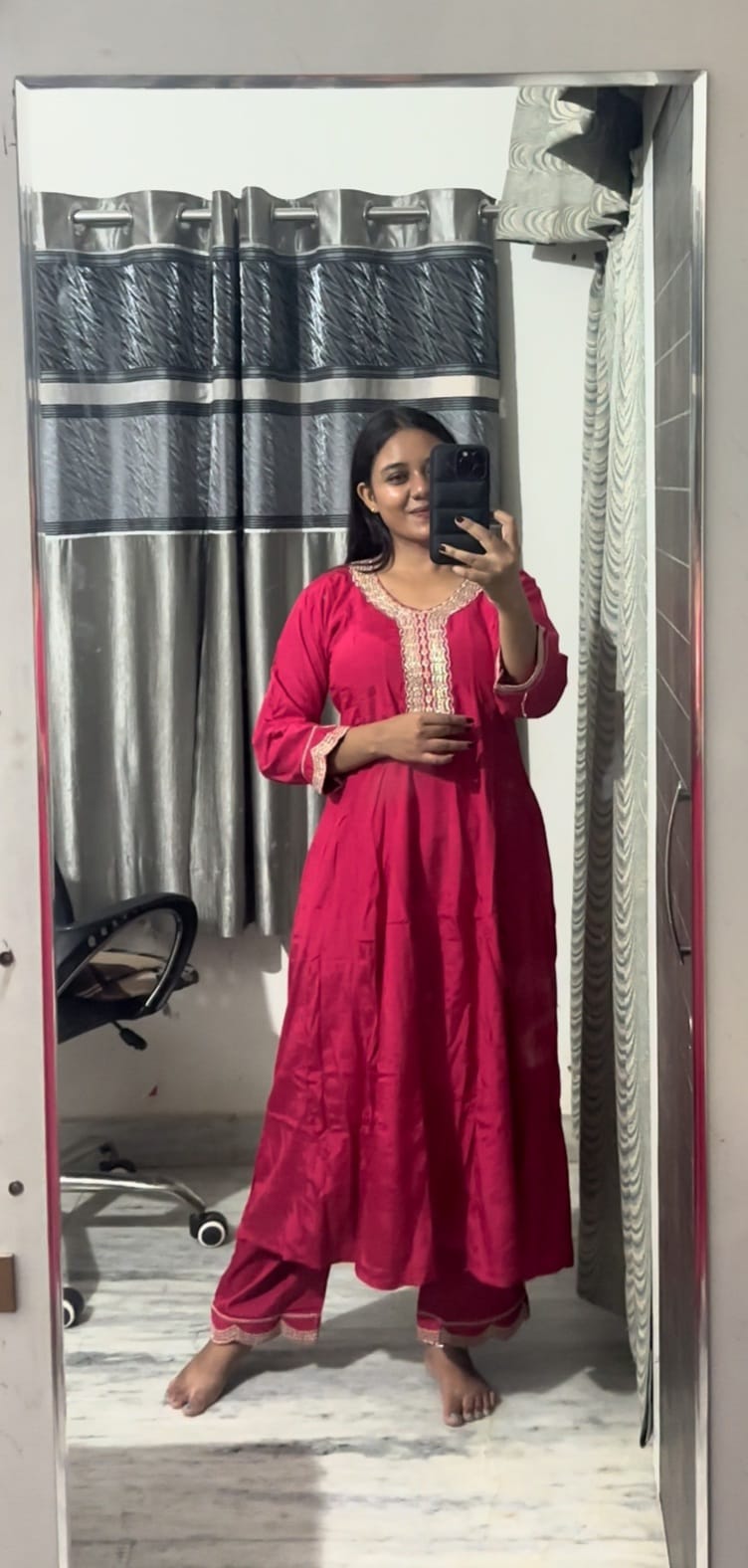 Pink Flared Anarkali with Dupatta