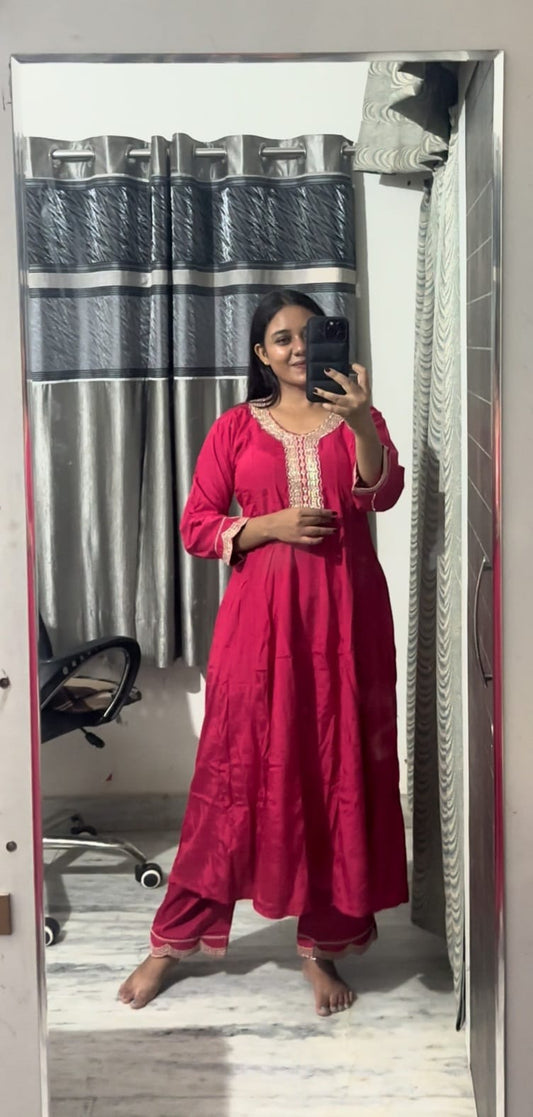 Pink Flared Anarkali with Dupatta