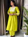 Lime Yellow Mirror Work Kurta Palazzo Set