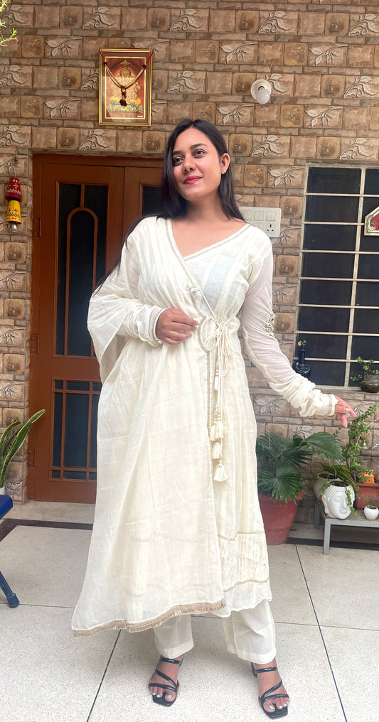 Classic Ivory White Anarkali Kurta Set