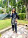 Black Handprint-Inspired Kurta Pant Set