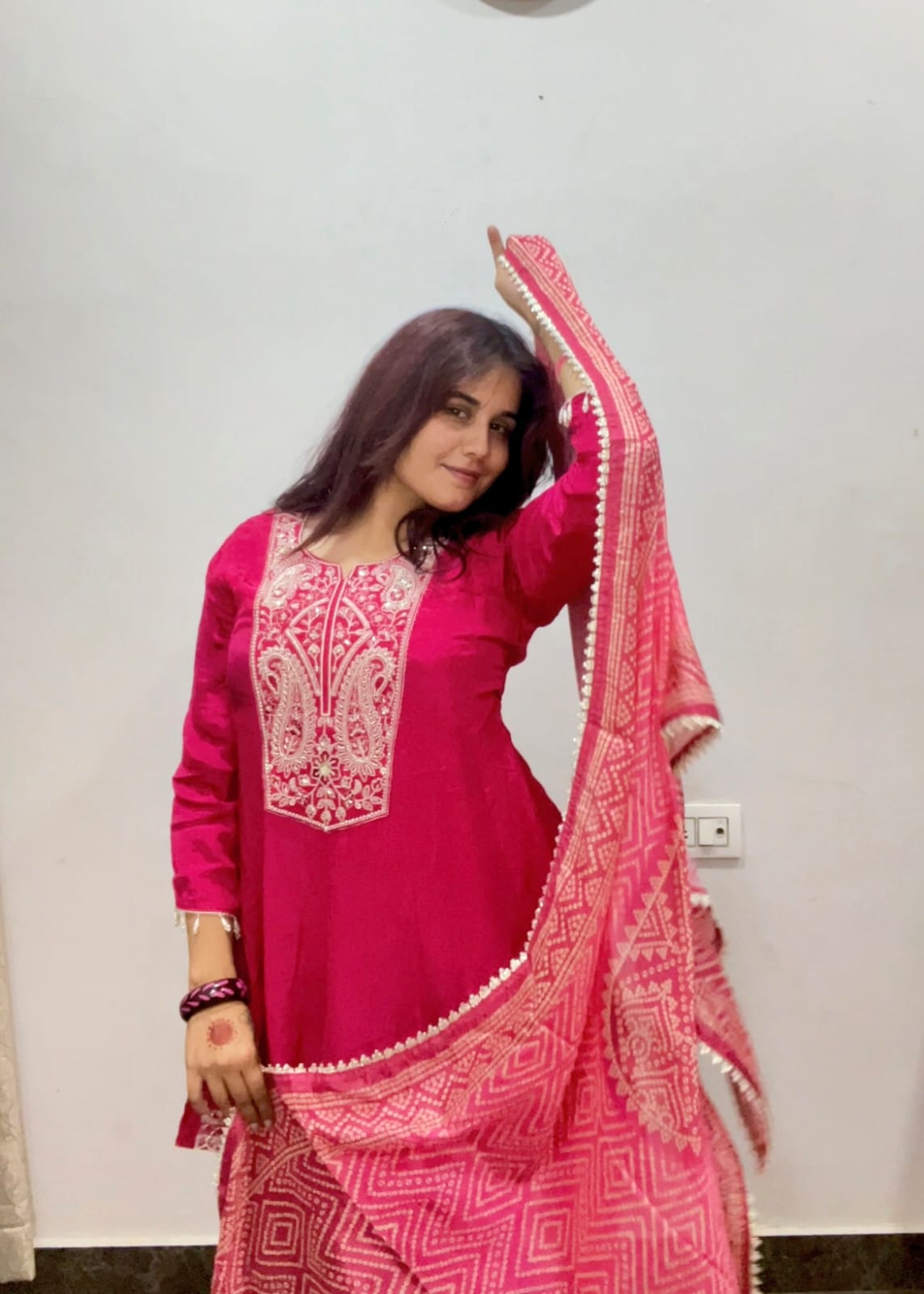 Pink Embroidered Kurta Set
