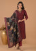 Maroon Floral Print Straight Kurta Set with a Printed Dupatta.