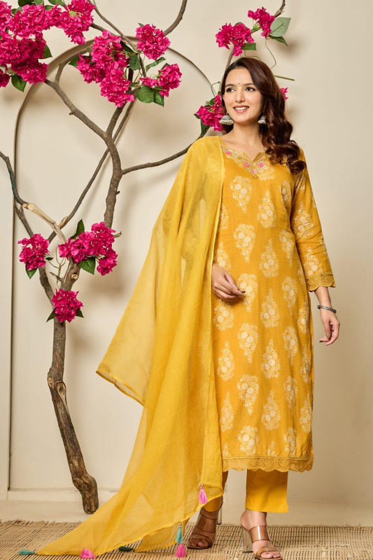 Mustard Yellow Kurta Set with Dupatta