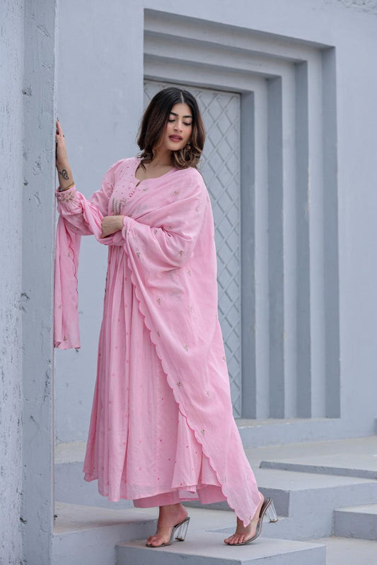 EBROIDERY SLEEVES ANARKALI  SETS