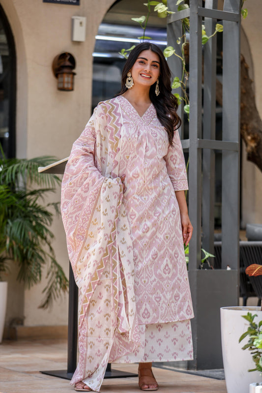 Anarkali Plazo Cotton Suit Set