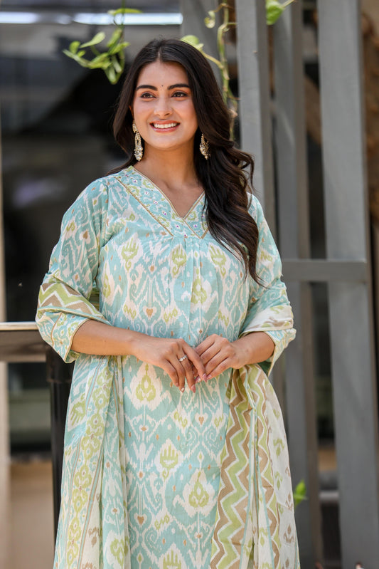 Anarkali Plazo Cotton Suit Set