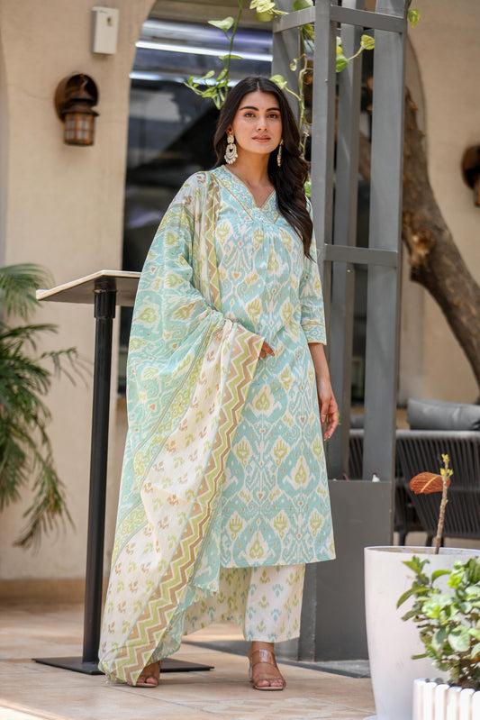 Anarkali Plazo Cotton Suit Set