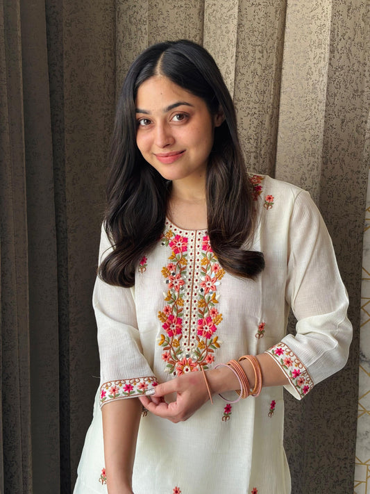 Crush Cotton Embroidery Suit Set