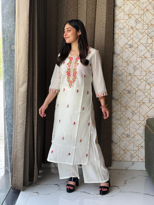 Crush Cotton Embroidery Suit Set