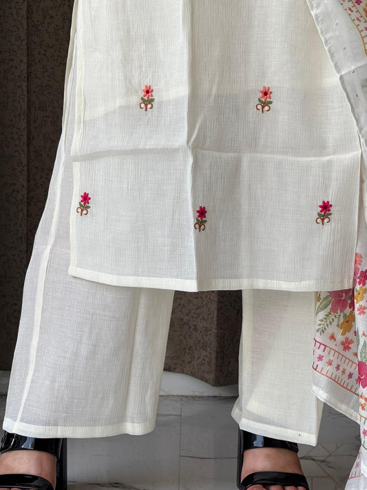 Crush Cotton Embroidery Suit Set