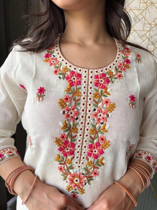 Crush Cotton Embroidery Suit Set
