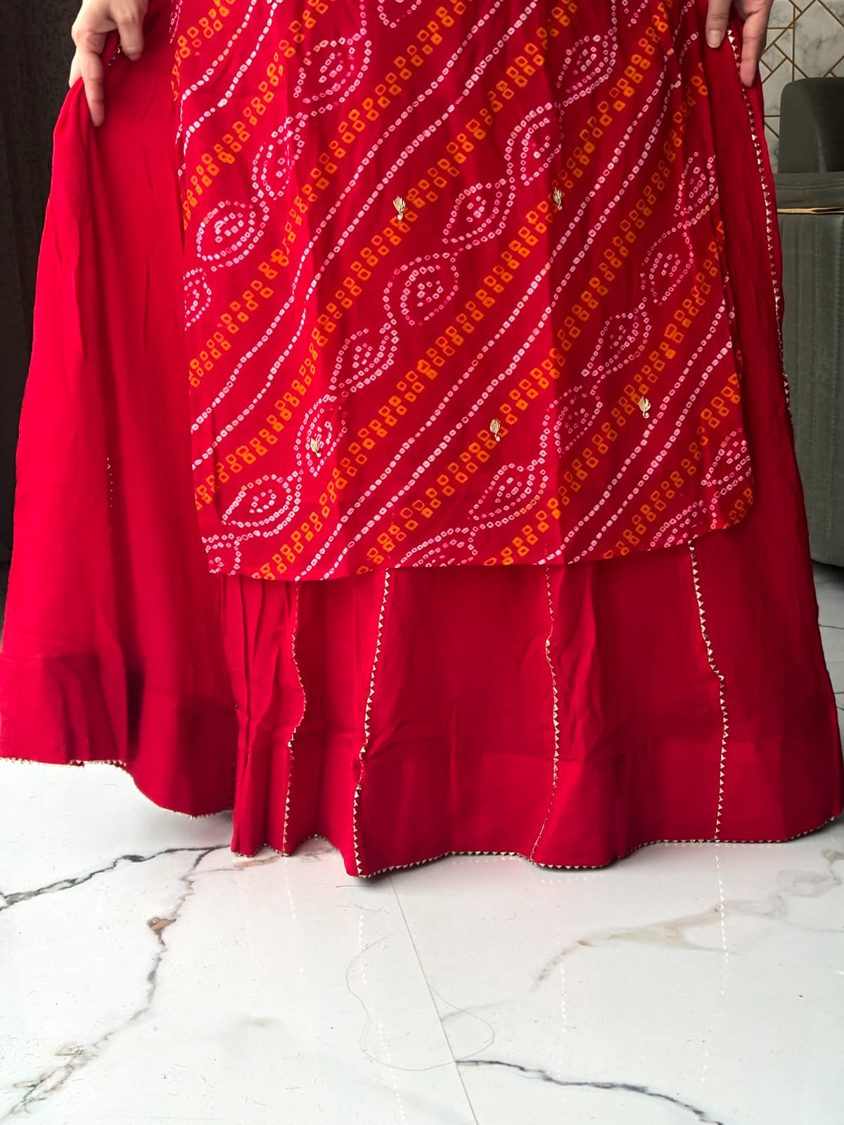 ❤️ Red Bandhani Gota Patti Suit Set