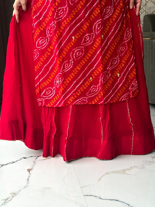 ❤️ Red Bandhani Gota Patti Suit Set