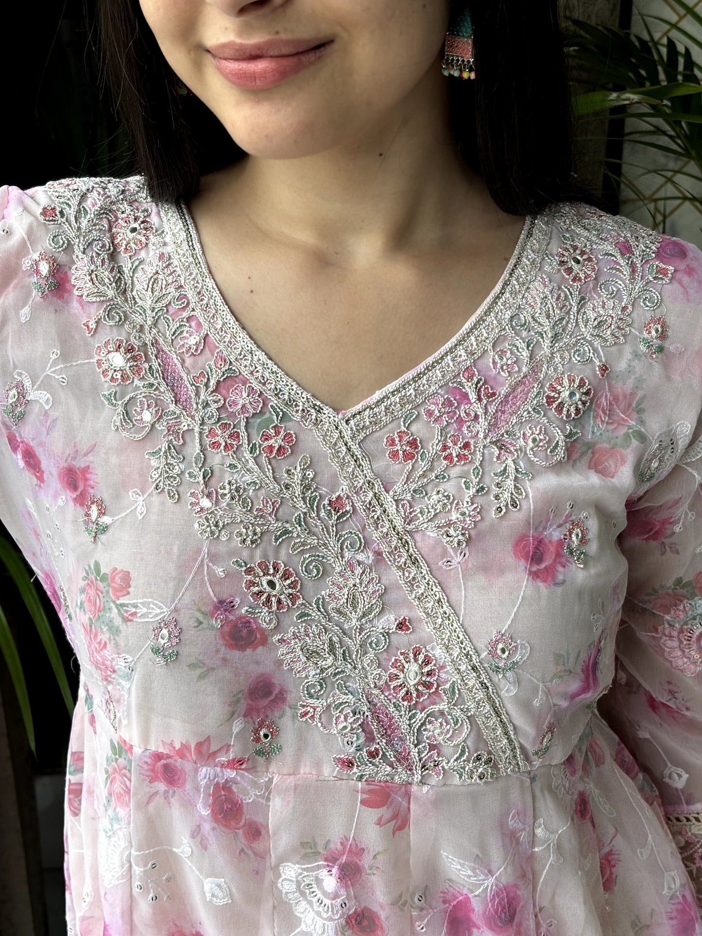Soft Floral Embroidered Anarkali Set