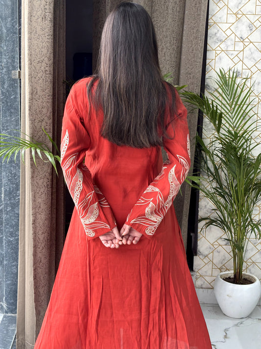 Rust Maroon Kurta Set with Gota Patti Dupatta