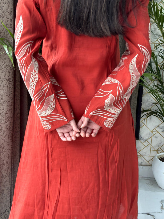 Rust Maroon Kurta Set with Gota Patti Dupatta