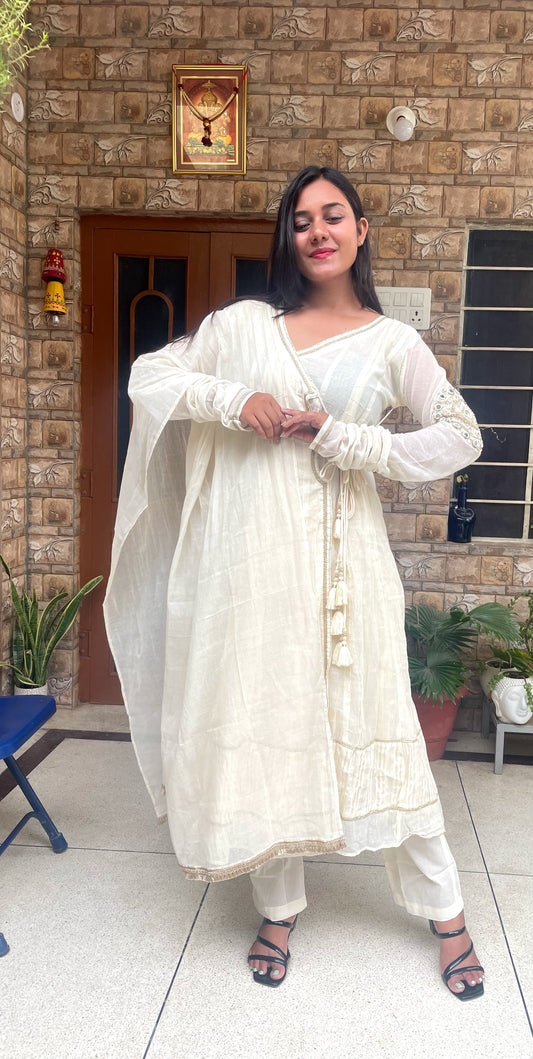 Classic Ivory White Anarkali Kurta Set