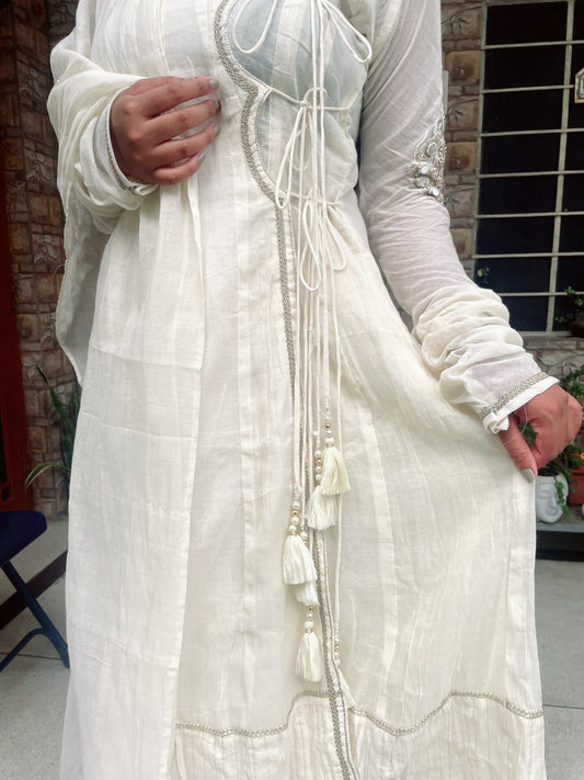 Classic Ivory White Anarkali Kurta Set