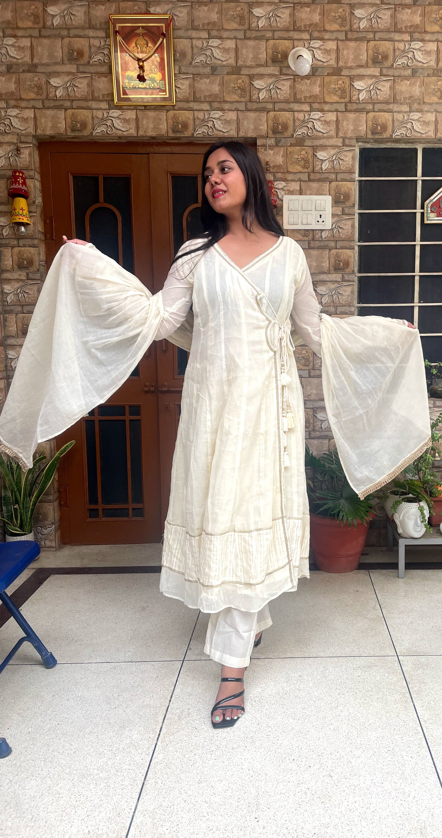 Classic Ivory White Anarkali Kurta Set