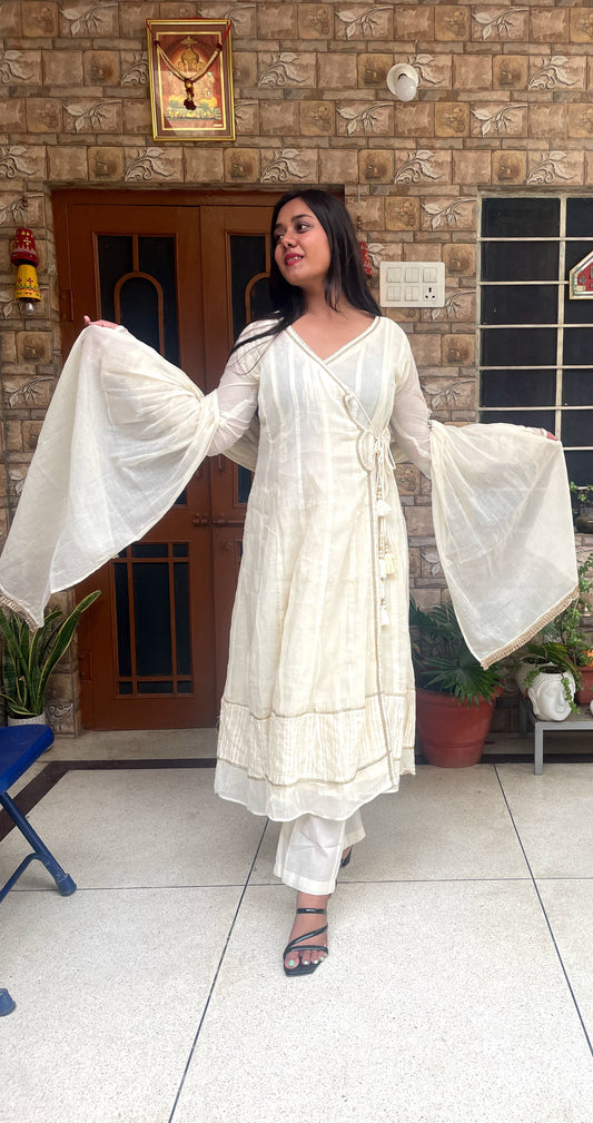 Classic Ivory White Anarkali Kurta Set
