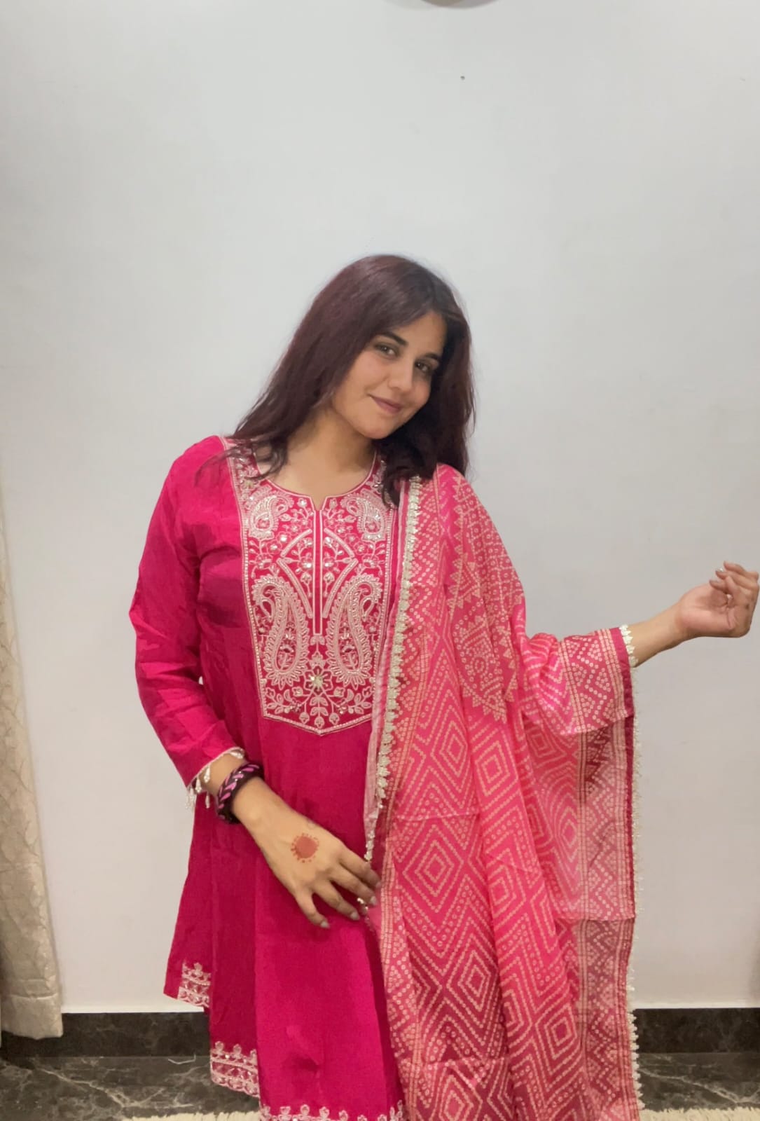 Pink Embroidered Kurta Set