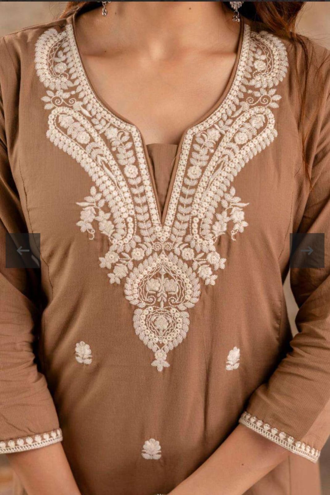 Coffee Brown Embroidered Kurta Set